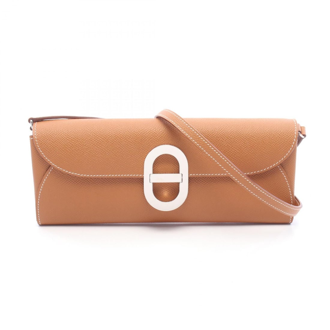 Hermès Maillon To Go Gold: Brown Chaine dancre Maillon To Go Gold shoulder bag in Epsom. No accessories. 24 x 10 x 2 cm. Shoulder 104 cm.