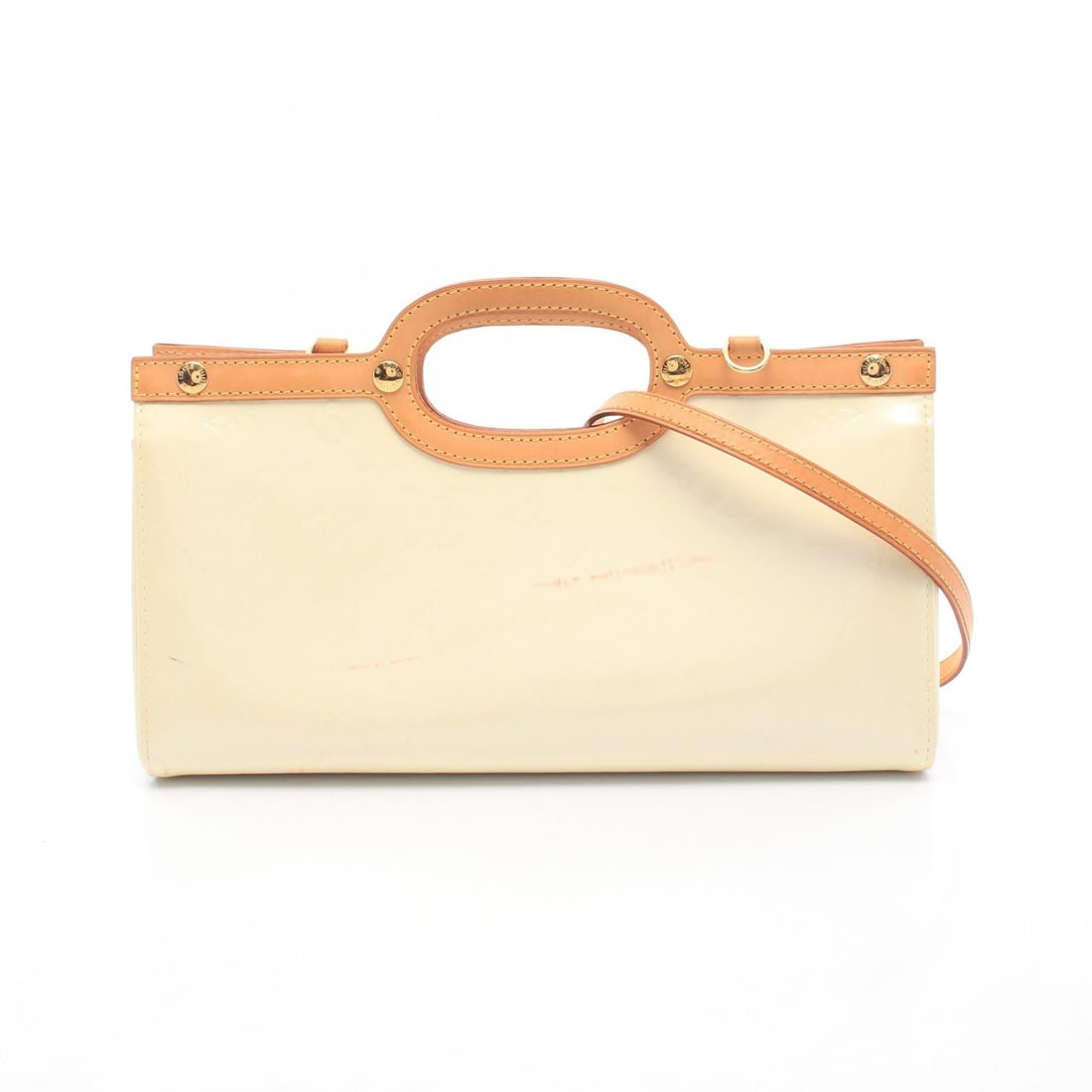 LV Roxbury Drive Shoulder Bag Perle: Perle and white Roxbury Drive shoulder handbag in leather. Model M91374. Includes shoulder strap. 31.5 x 14 x 10 cm. Handle 14 cm. Shoulder 58 cm.