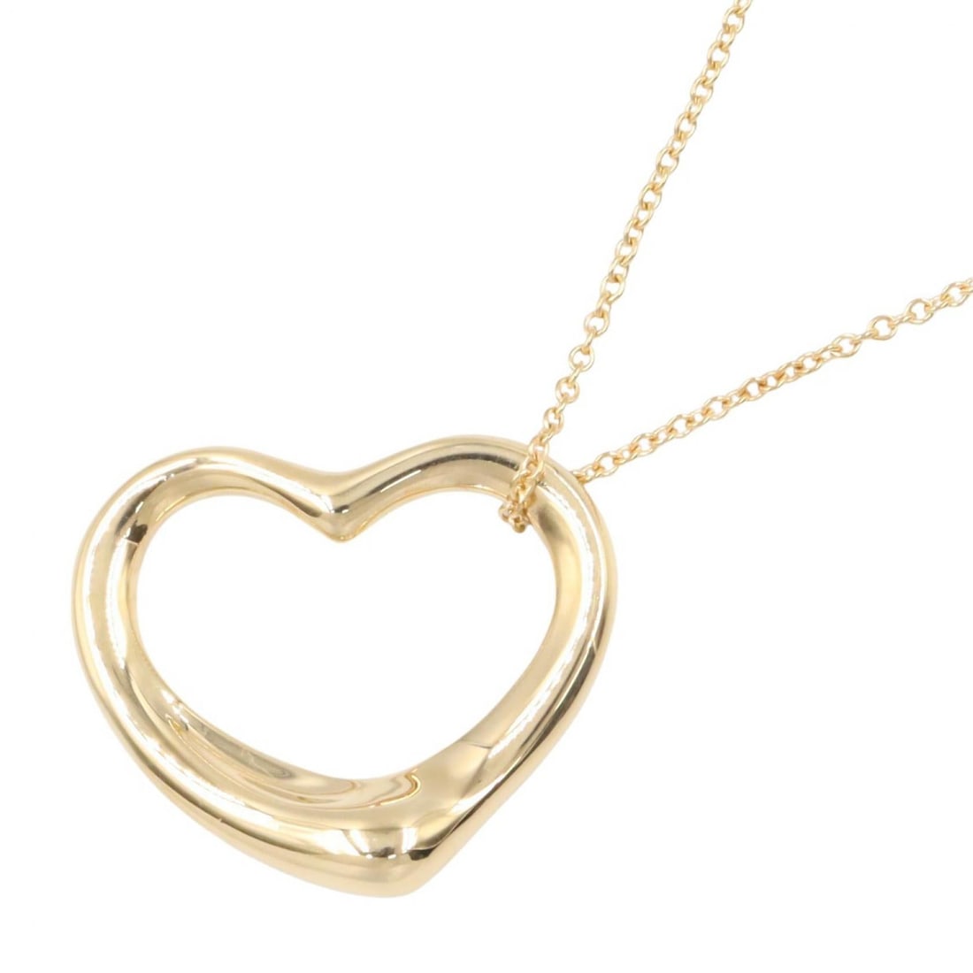 Tiffany Open Heart Large Necklace K18: Color: Gold; Material: K18 (Yellow Gold); Neck: 41cm; Motif: 22mm x 20mm; Weight: 6.1g.
