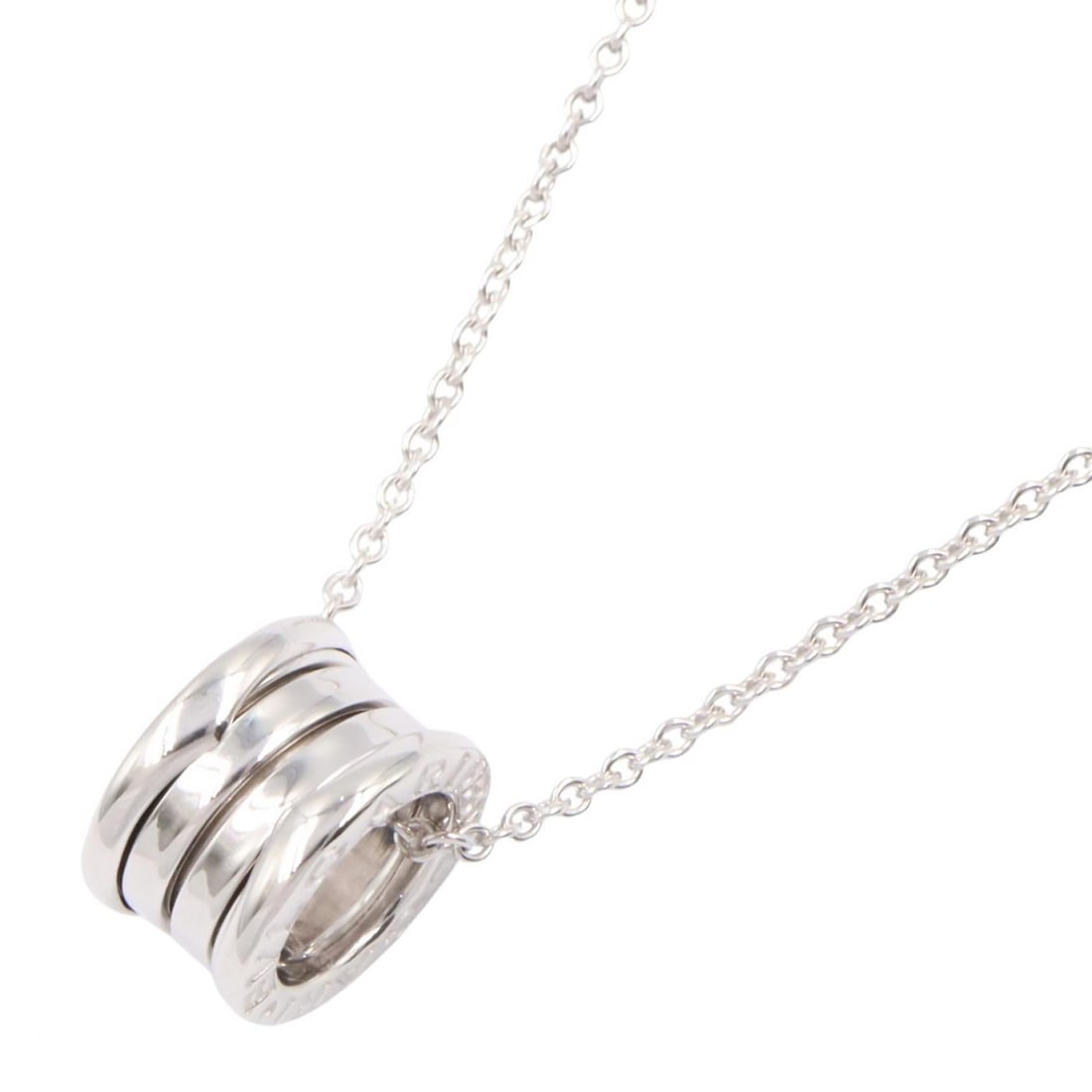 Bvlgari B-zero1 Necklace K18WG: Silver B-zero1 necklace pendant in K18WG white gold. Neck size 40.5cm, motif 9mm x 15mm, weight 11.1g.