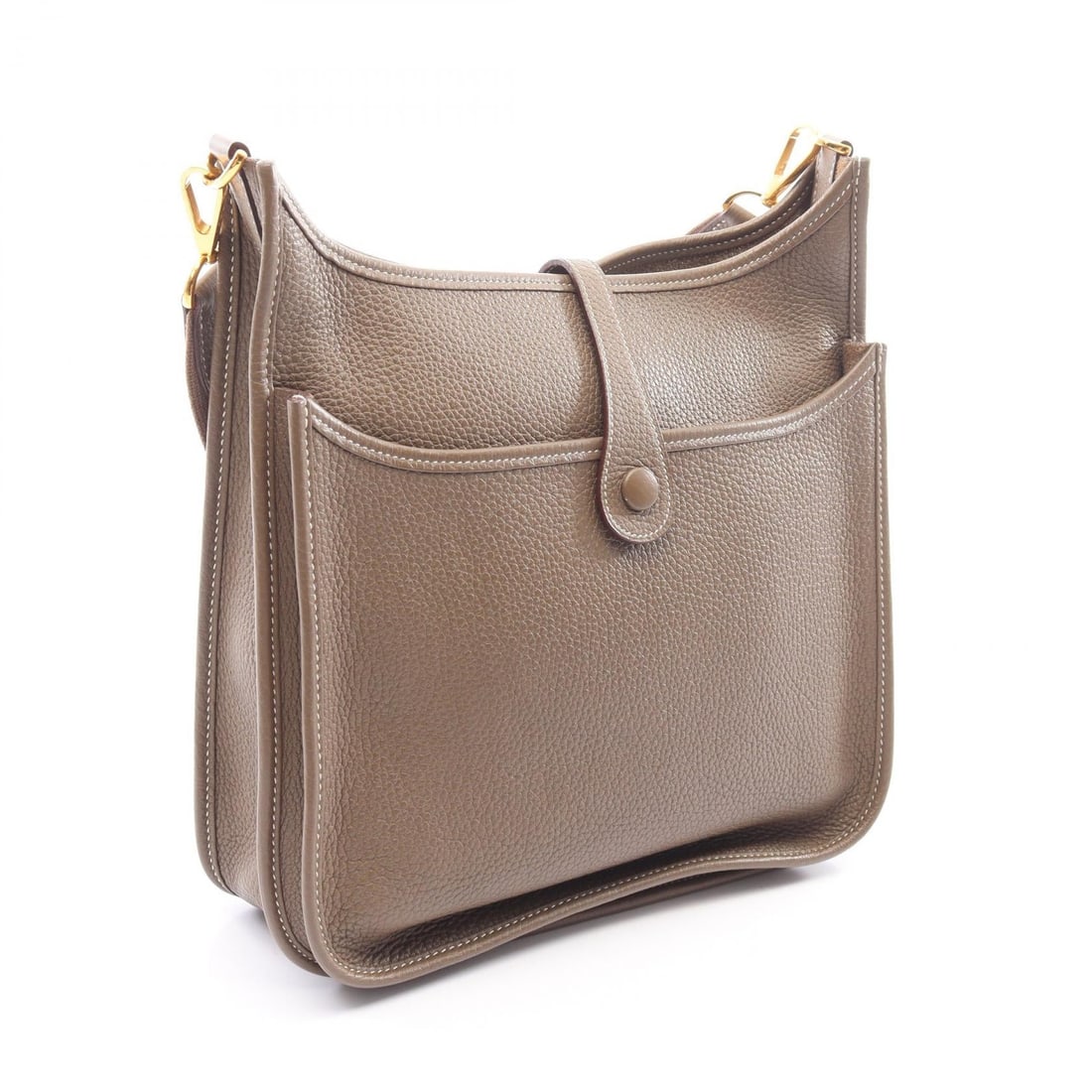 Hermès Evelyne 3 PM Etoupe: Gray Evelyne 3 Trois PM shoulder bag in Taurillon Clemence. No accessories. 28 x 26.5 x 7 cm. Shoulder 92-134 cm.