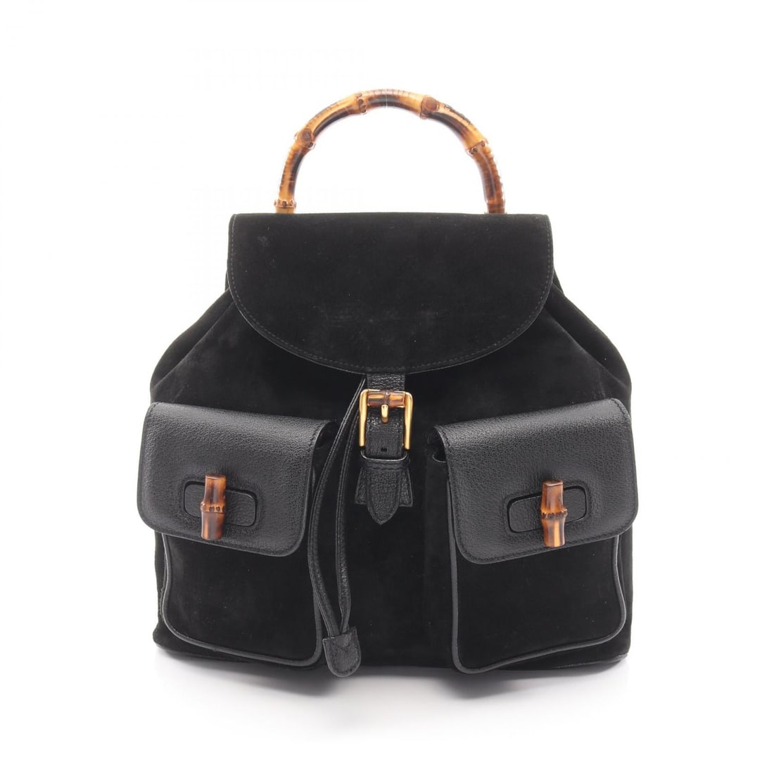 Gucci Bamboo Suede Backpack Black (1 of 9)
