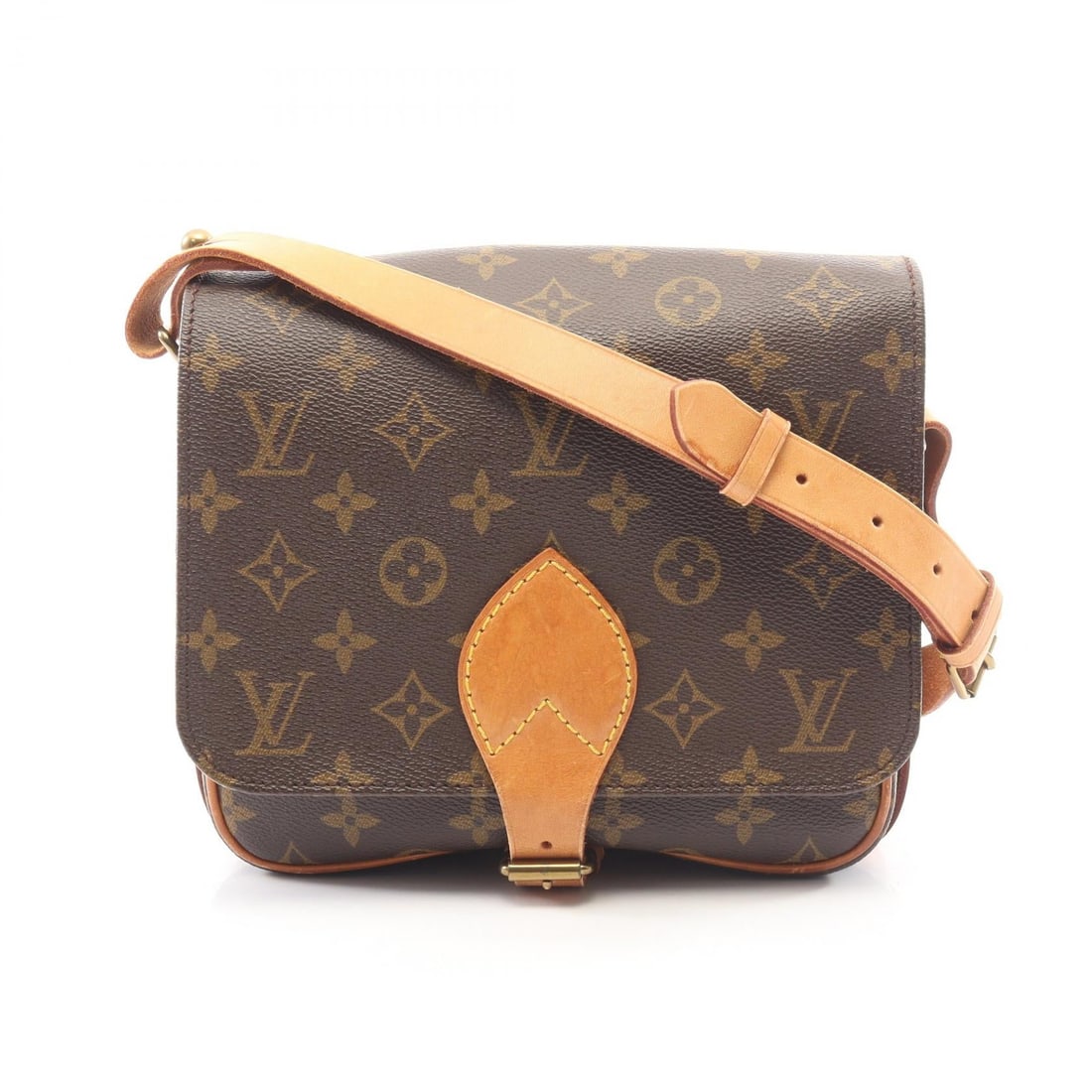 LV Cartouchiere MM Monogram: Brown Cartouchiere MM shoulder bag in Monogram PVC coated canvas and leather. Model M51253. No accessories. 21 x 18 x 7 cm. Shoulder 85-135 cm.