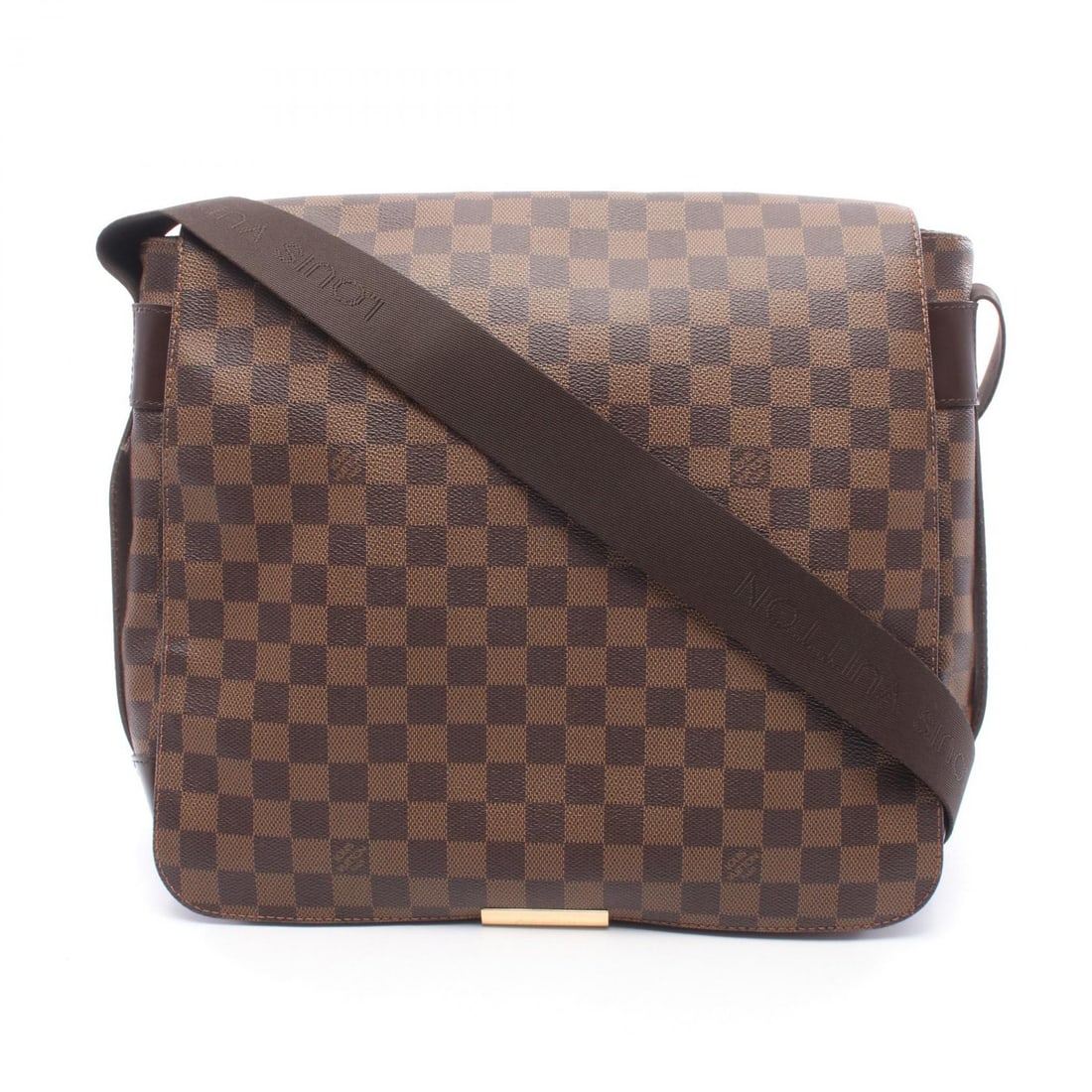 LV Bastille Damier Ebene Brown: Brown Bastille shoulder bag in Damier Ebene PVC coated canvas and leather. Model N45258. No accessories. 33 x 30 x 9.5 cm. Shoulder 89-110 cm.