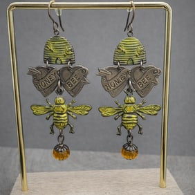J Fagan Honey Bee Dangle Earrings