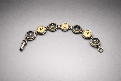 Vintage Typewriter Key “IMAGINE” Bracelet