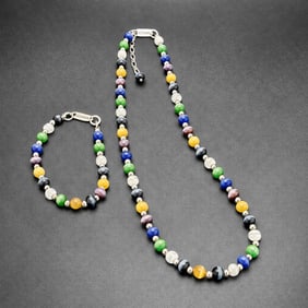 Jordan Sterling Galaxy Bead Necklace & Bracelet