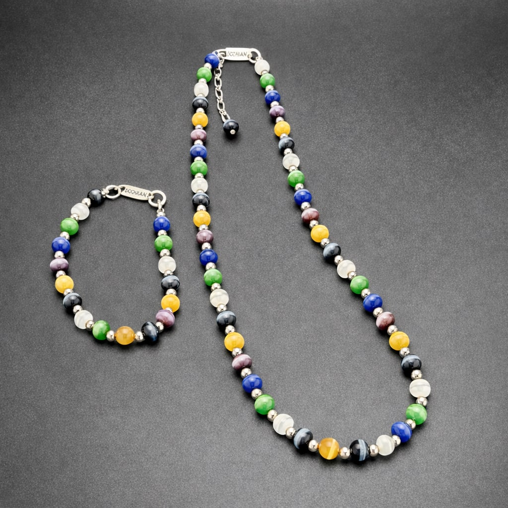 Jordan Sterling Galaxy Bead Necklace & Bracelet (1 of 8)