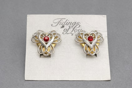 Tidings of Joy Heart Knot Clip Earrings