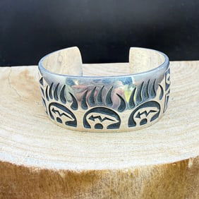 Hopi Sterling Bear Paw Cuff, S. Sockyma