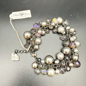 Park Lane Gray & Purple Charm Bracelet