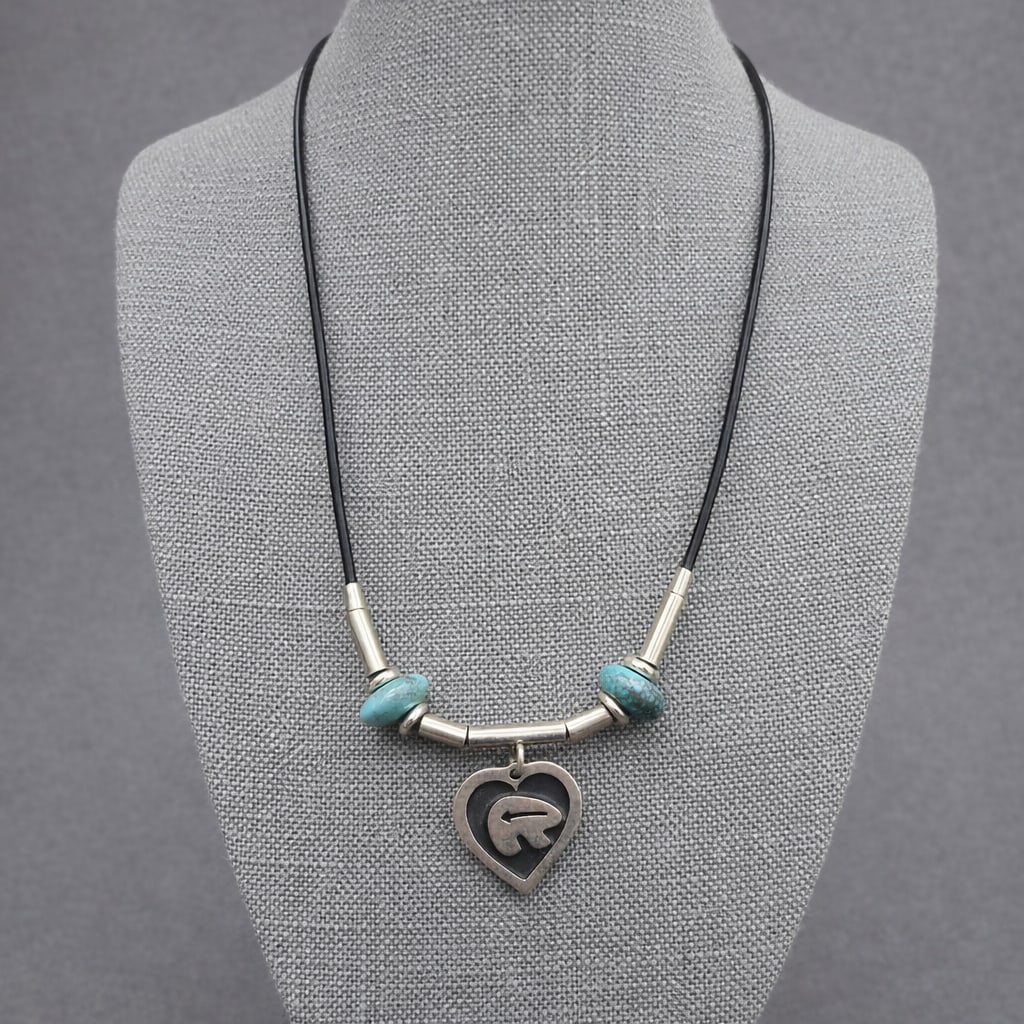 Stetcher Sterling Turquoise Heart Bear Necklace (1 of 7)