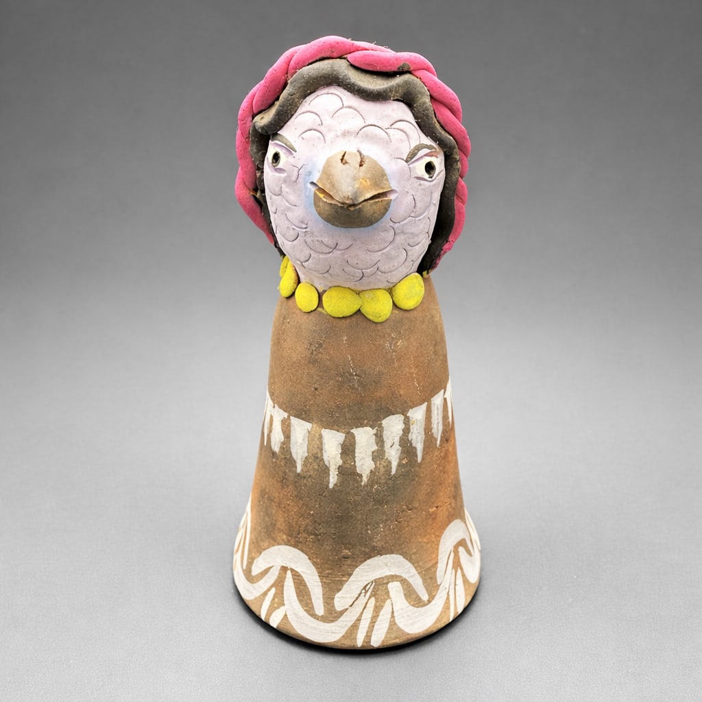 Mexican Oaxaca Folk Art Pottery Clay Bell Bird (1 of 8)