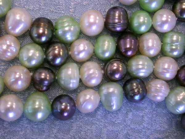 Multi-colored Fresh Water Pearl Necklace: Fresh Water Pearls Necklace about 8.5 mm (bead size) and approximately 46 inches long