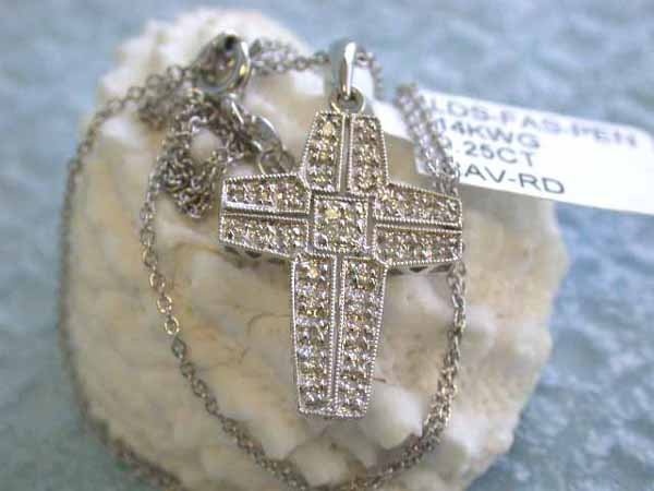 White Gold Necklace with Cross Pendant