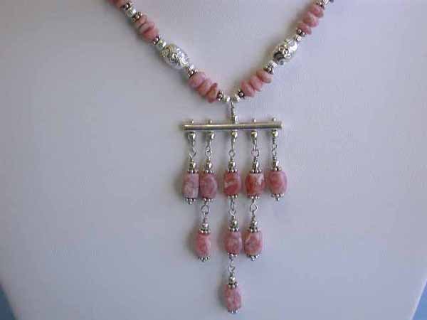 Silver Necklace with Colored Gems