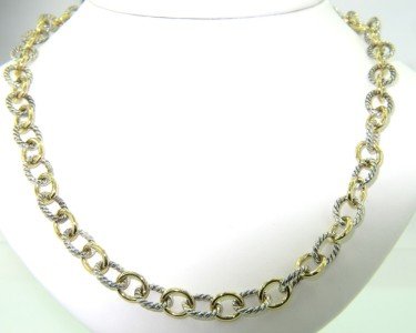 David Yurman Silver,18K Yellow Gold Necklace: David Yurman Silver,18K Yellow Gold Necklace. The total weight of Necklace is 32.9 grams. The length of the necklace is 16.5" inches long.