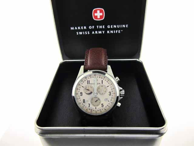 Wenger Men's TerraGraph Dual Time Power Reserve Alarm S: This is a Wenger Men's TerraGraph Dual Time Power Reserve Alarm Swiss Watch. The Watch has a Full sweep second hand. The Watch is Water-resistant to 330 feet (100 M). The Band is Leather.