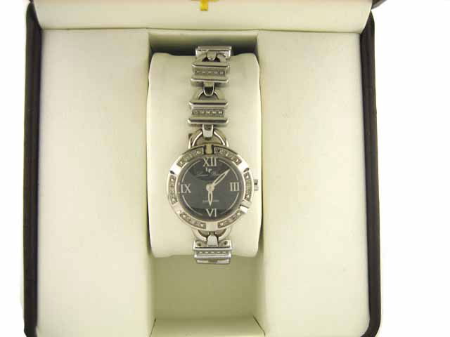 Lucien Piccard Women's Diamond Watch: This is a Ladies Watch with Silver black dial and 10 pieces diamonds with measurement of 1 mm.