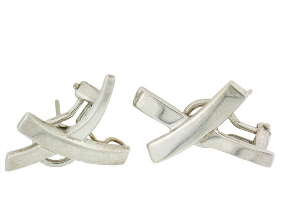 Tiffany & Co Paloma's X earrings: This is PRE-OWNED Picasso's signature designed X earrings in sterling silver for pierced ears. Original designs copyrighted by Paloma Picasso. It is stamped with Tiffany & Co, "925" & Paloma Picasso.