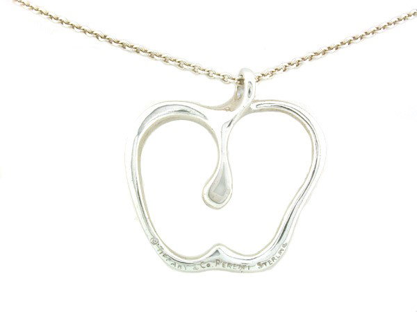 Tiffany's Elsa Peretti Apple Pendant: This is a PRE-OWNED Tiffany's Elsa Peretti Apple Pendant and Chain. The pendant and chain is Sterling Silver. The pendant is stamped with Tiffany & Co, Sterling and Peretti while the chain is 16 inche