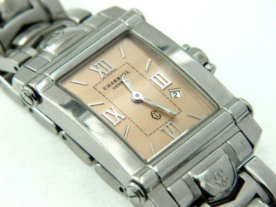 Charriol Stainless Steel Date Just Watch: Charriol Stainless Steel Date Just Watch watch's Weight: 102.5 grams The measurement of watch head: 22 x 16 mm and 7 mm in thickness The measurement of watch length: 7.5" Chain is 17 mm wide Swiss Mad