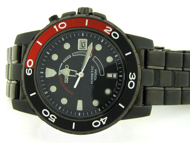 Seiko Men's SKA389 Kinetic Black Ion Watch: This is a Seiko Men's SKA389 Kinetic Black Ion Watch with the following features: Solid brushed and polished black anodized stainless steel case(40mm diameter by 13mm thick)and bracelet; Black dial wi
