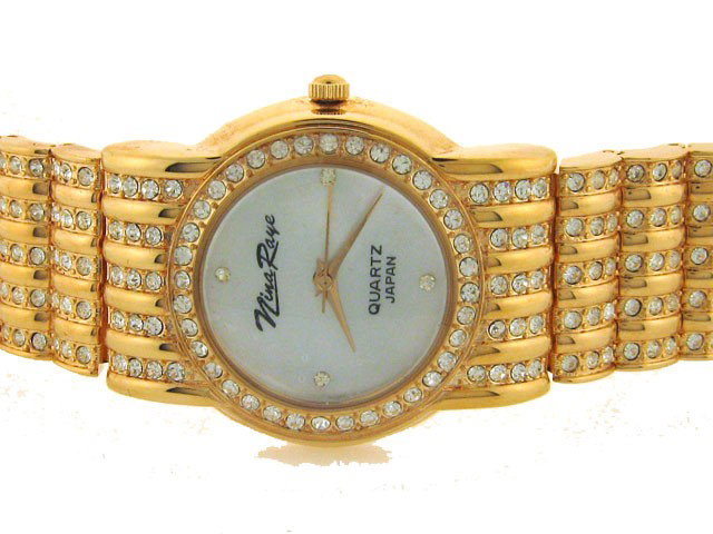 Croton Nina Raye Women's Crystal Watch: This is a Croton Nina Raye Women's Crystal Watch with the following features: rose gold plated bracelet that is adjustable; 214 hand-set crystals; Fold-over clasp; rose gold plated case; Stainless ste