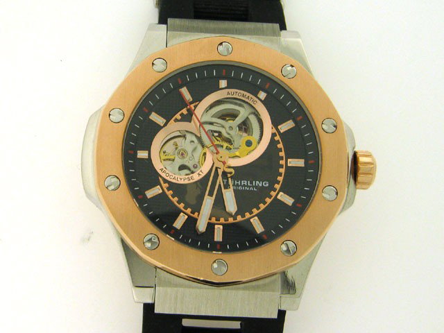 Stuhrling 160XLS Apocalypse XT Auto RGP Open Heart Mens: This is a Stuhrling 160XLS Apocalypse XT Auto RGP Open Heart Mens Watch with the following features: 316L Surgical Grade Stainless Steel Case; Acrylic Dial Base in Center with Cutout Revealing Balance