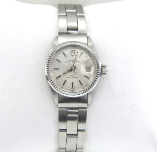 Tudor Stainless Steel Ladies Watch : Tudor Stainless Steel Princess OysterDate Ladies Watch With Certificate.The total watch's weight is 40.8 grams.The size of watch head: 20 x 20 mm and 9 mm thick.The length of the watch is 6.75".Swiss 