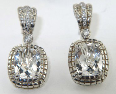 Charles Krypell Gold/Silver Crystal & Diamond Earrings : Charles Krypell 14K Gold / Silver Natural Crystal & Diamond Earrings The weight of the Earring is 8.9 grams.The total weight of diamond: 0.25 cts. approximately. H color VS clarity.The size of natural