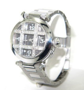 Cartier Stainless Steel DateJust Diamond Watch: Cartier Stainless Steel DateJust Diamond WatchWatch's Weight: 118.6 grams.Total weight of diamond: 2 cts, H color, VS clarity.The measurement of watch head: 34 x 34 mm and 8 mm in thicknessThe length