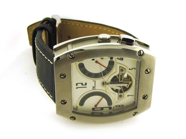 Marcel Drucker Men's 23-787S Stainless Steel Day and Da: This is a Marcel Drucker Men's 23-787S Stainless Steel Day and Date Automatic Watch with the following features: Mineral dial window; Analog display; Buckle clasp; Stainless Steel case; 43 mm Case dia