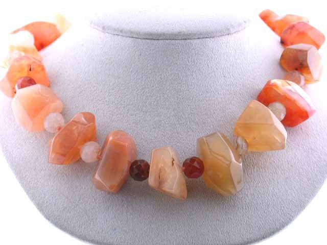 Carnelian Necklace: Carnelian Necklace w/ Silver Clasp. The length is approximately 17 inches long