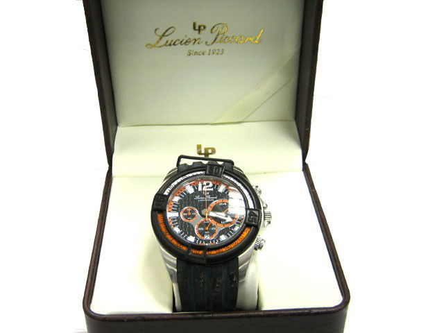 Lucien Piccard Men's Volcano Rubber Strap Watch - 26942: This is a Lucien Piccard Men's Volcano Rubber Strap Watch - 26942OR with the following features: All stainless steel; Chronograph; Japan movement; Rubber band; and Water resistant.