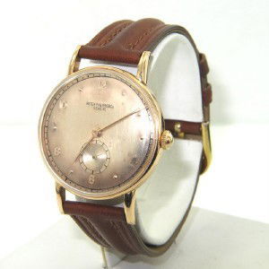 Patek Philippe 18K Rose Gold Leather Strap Watch: Patek Philippe 18K Rose Gold Brown Leather Strap Watch The total watch's weight is 33.2 grams. The measurements of watch head is 30 x 30 mm and 6 mm thick Rose Gold dial with florale gold Arabic numer