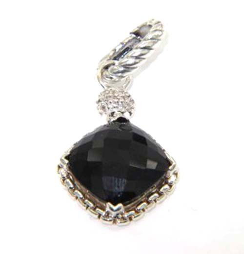 David Yurman Silver Onyx & Diamond Pendant: David Yurman Silver Onyx & Diamond Pendant The total Pendant's weight is 3.2 grams. The total weight of diamonds is 0.1 cts. approximately I and SI clarity. The size of onyx is 10 x 10 mm The size of