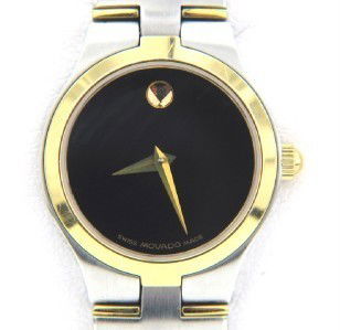 Movado Stainless Steel & Gold Plated Watch: Movado Stainless Steel & Gold Plated Watch. The total watch's weight is 56.7 grams. The measurements of the watch head is 18 x 23 mm and 4 mm thick. The length of watch: 6.5".Swiss Made. Water Resista