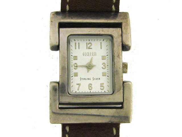 Rectangular Leather Strap Watch by Ecclissi