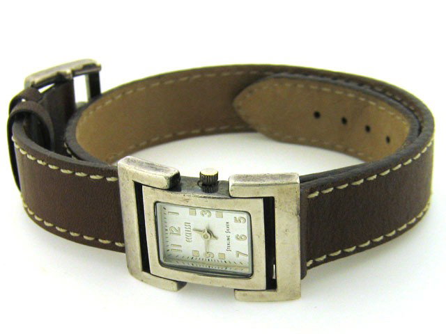 Rectangular Leather Strap Watch by Ecclissi - 2