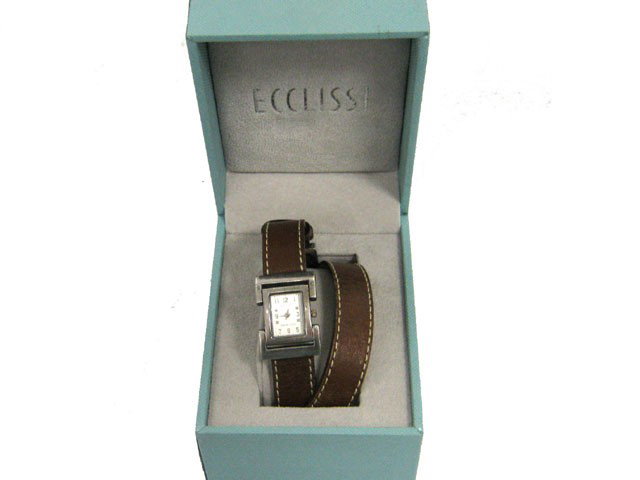 Rectangular Leather Strap Watch by Ecclissi - 4
