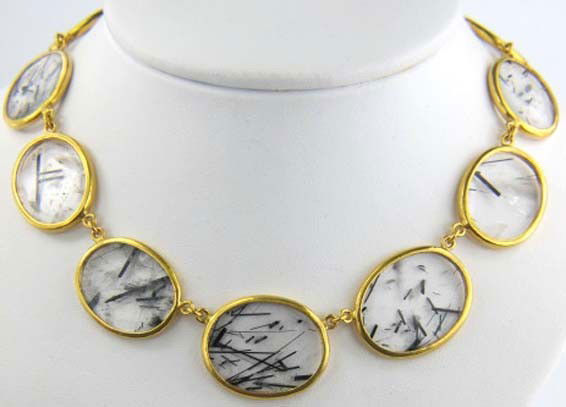 Gurhan 18K Yellow Gold Crystal Necklace: Gurhan 18K Yellow Gold Crystal Necklace The total weight of necklace is 50.2 grams. The length of necklace is 17.5" long.