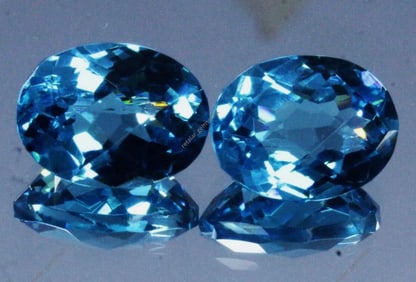 NATURAL Santa Maria Blue Aquamarine Oval Certified  19.45 ct  PAIR