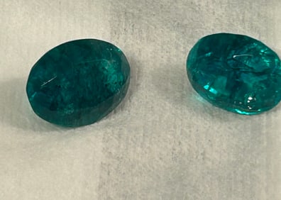 Vivid Green Emerald Oval Cut   10 ct each  from Zambia  PAIR