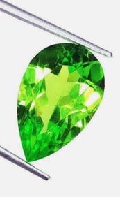 Sultry Intense Green Peridot Pear Cut  8.9 ct   VVS from South Africa