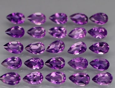 Intense Purple Amethyst Pear Cut 4mm 25 Pcs 4.7 cts VVS from Bolivia
