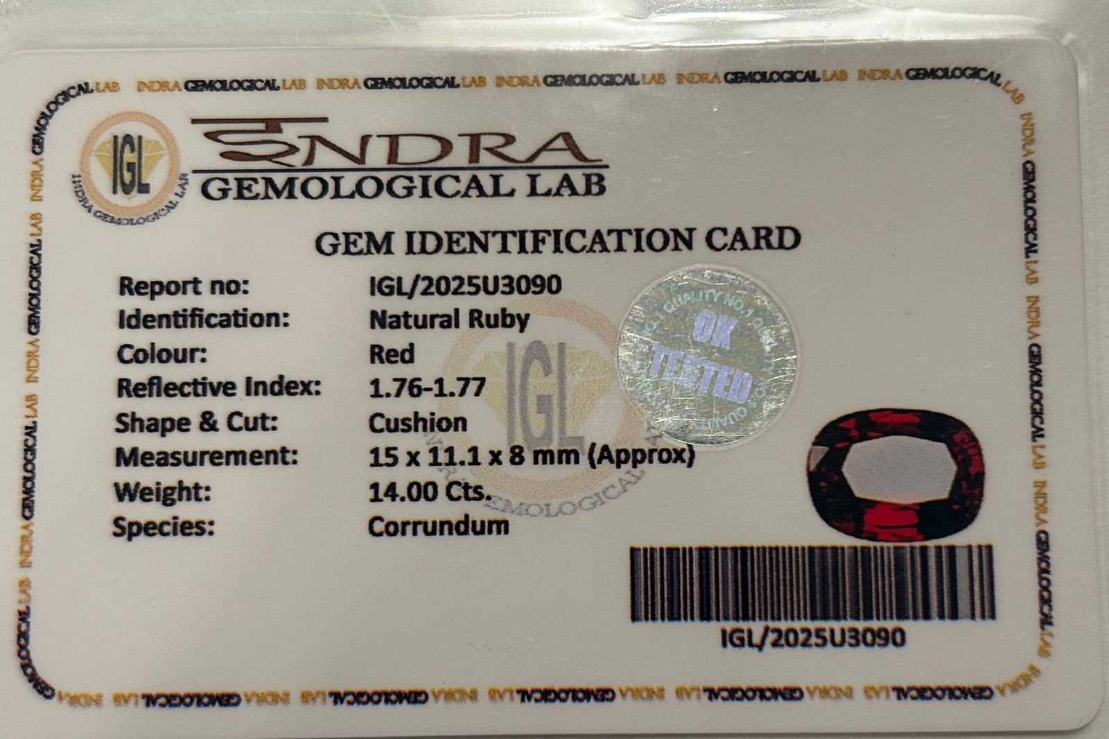 Stunning Red Ruby 14 Ct Cushion Cut - 3
