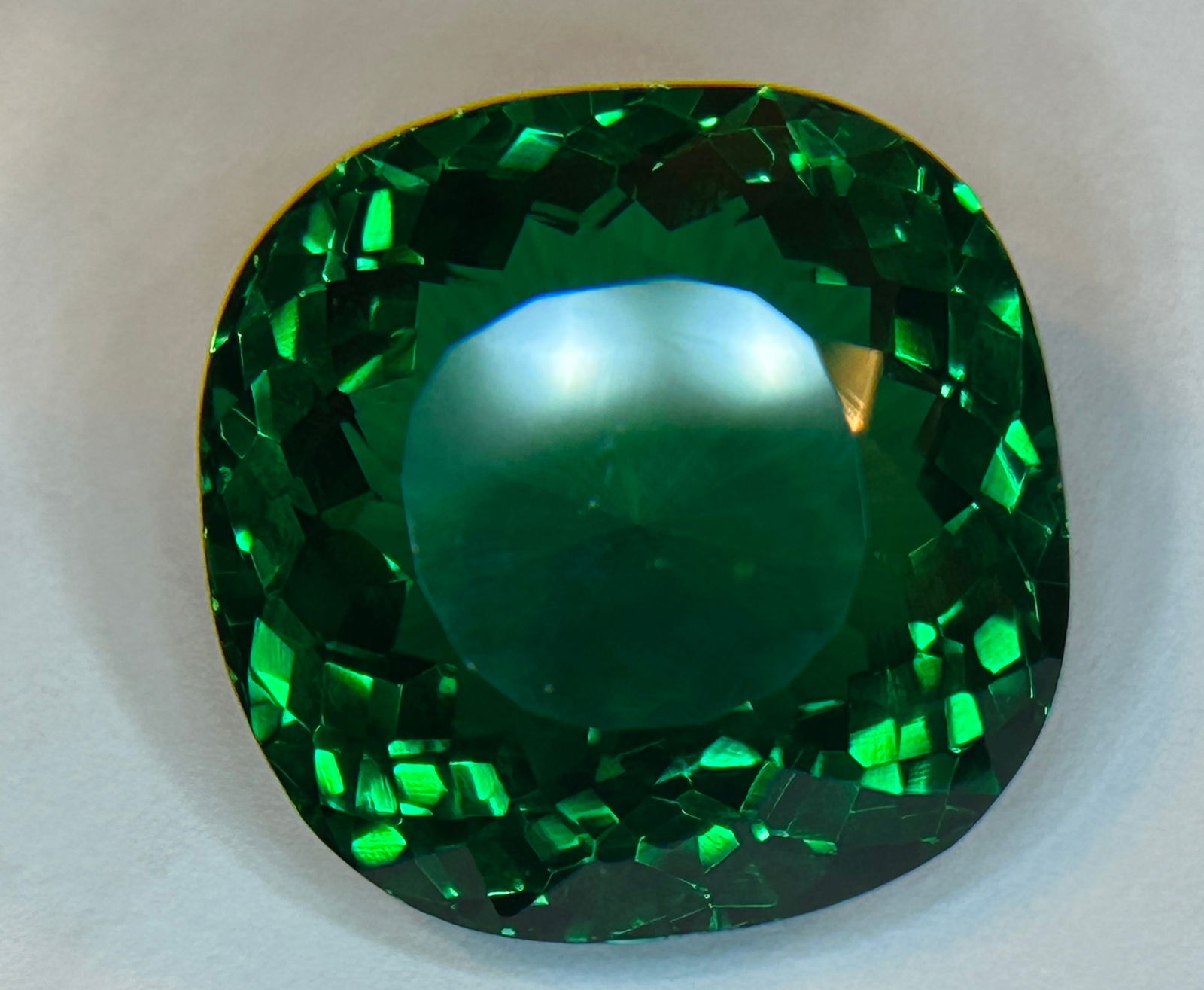 Natural Green Tsavorite Garnet - 141.65 Ct Cushion Cut from Kenya (1 of 2)