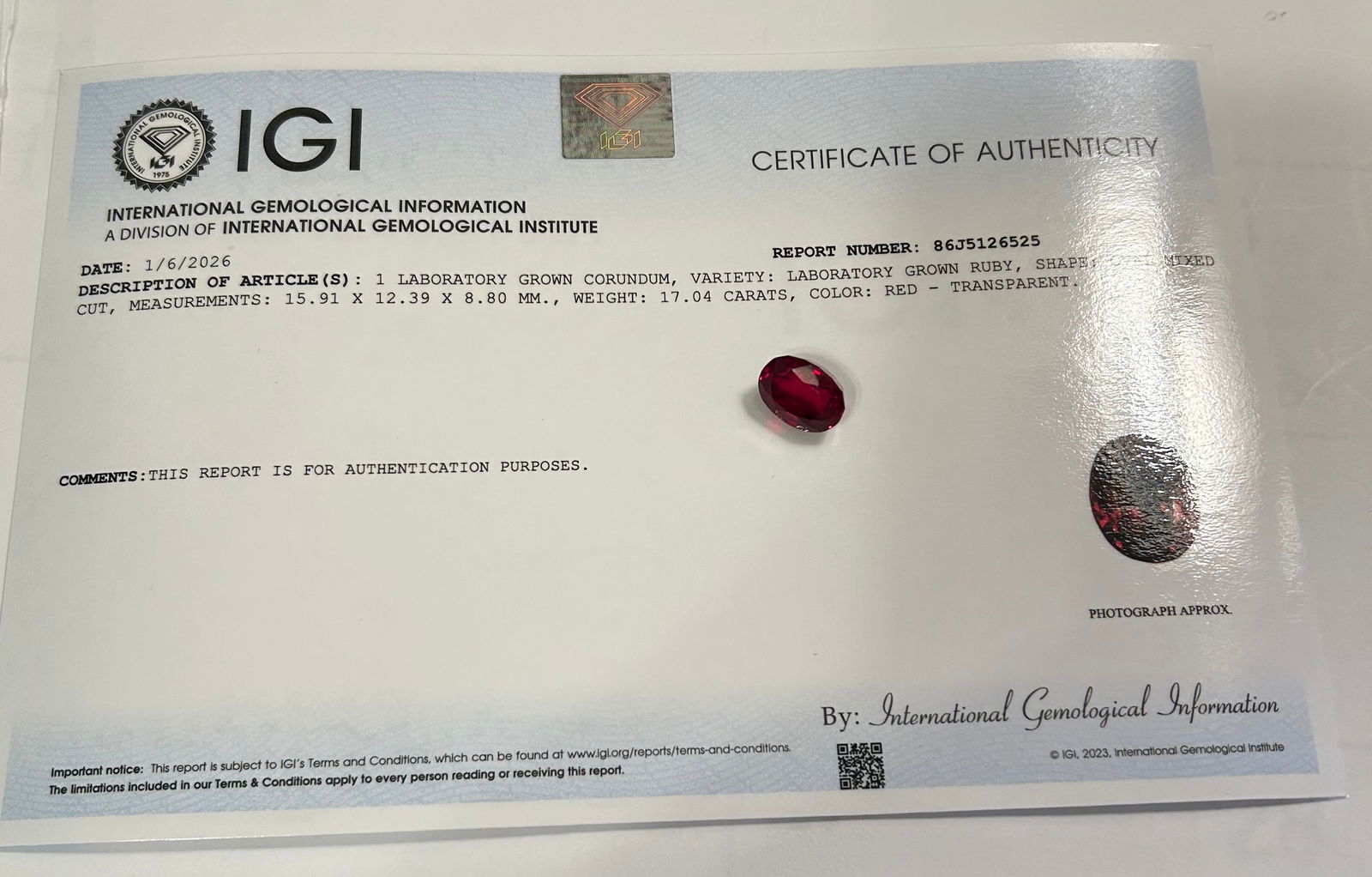 Lab Grown Ruby Oval Cut 17 ct - 3
