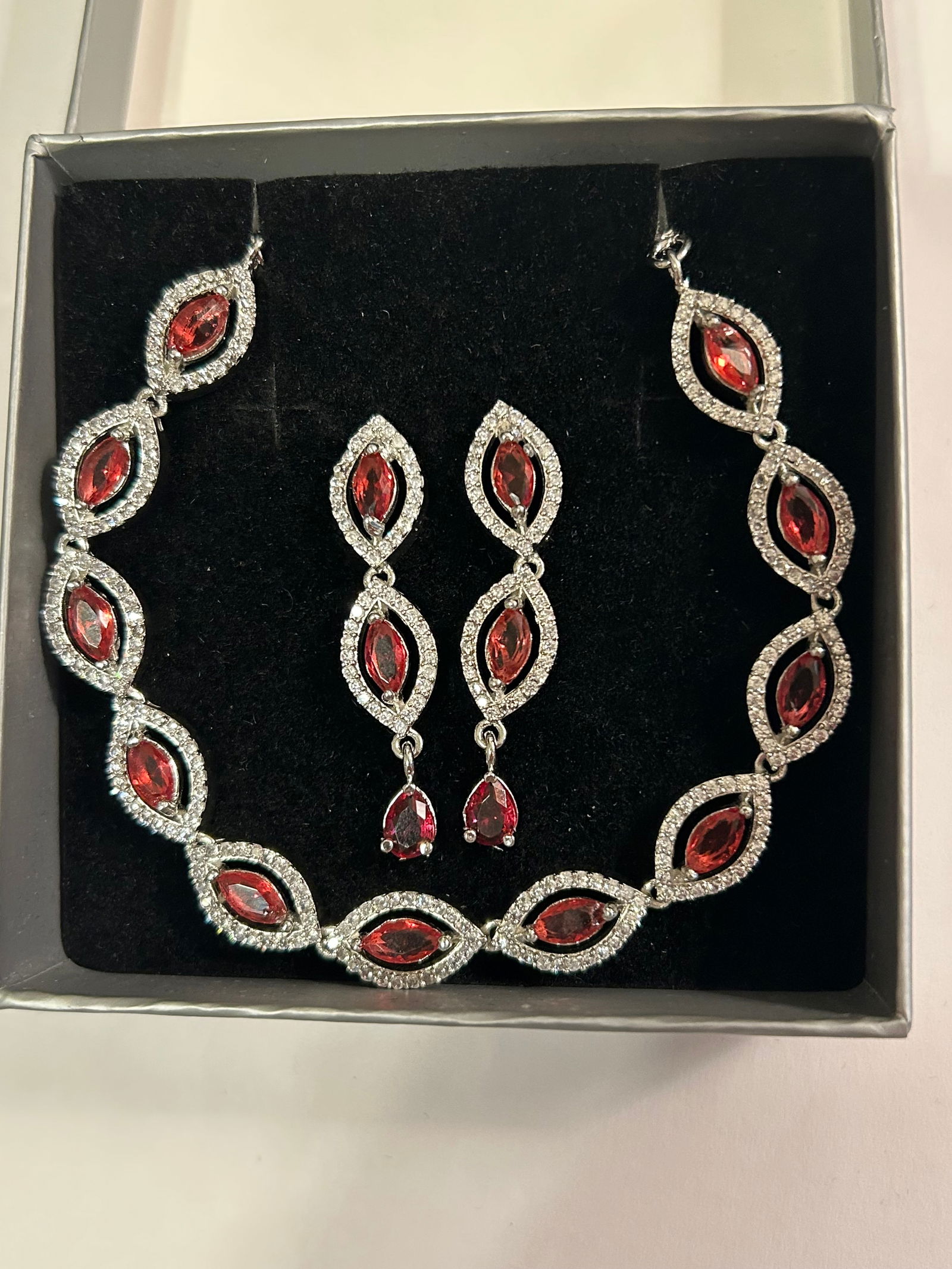 Lab Grown Ruby & Diamond Necklace. - 2